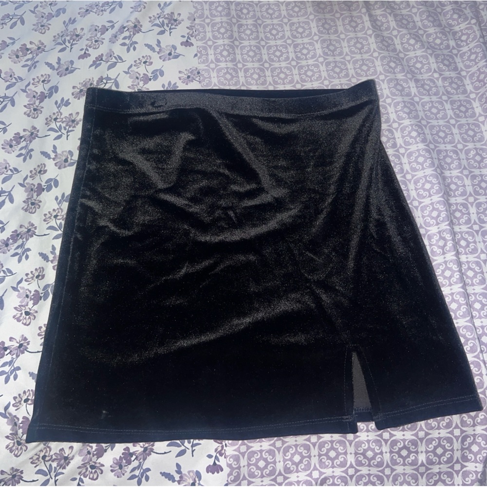 Black Satin Mini/Midi Skirt